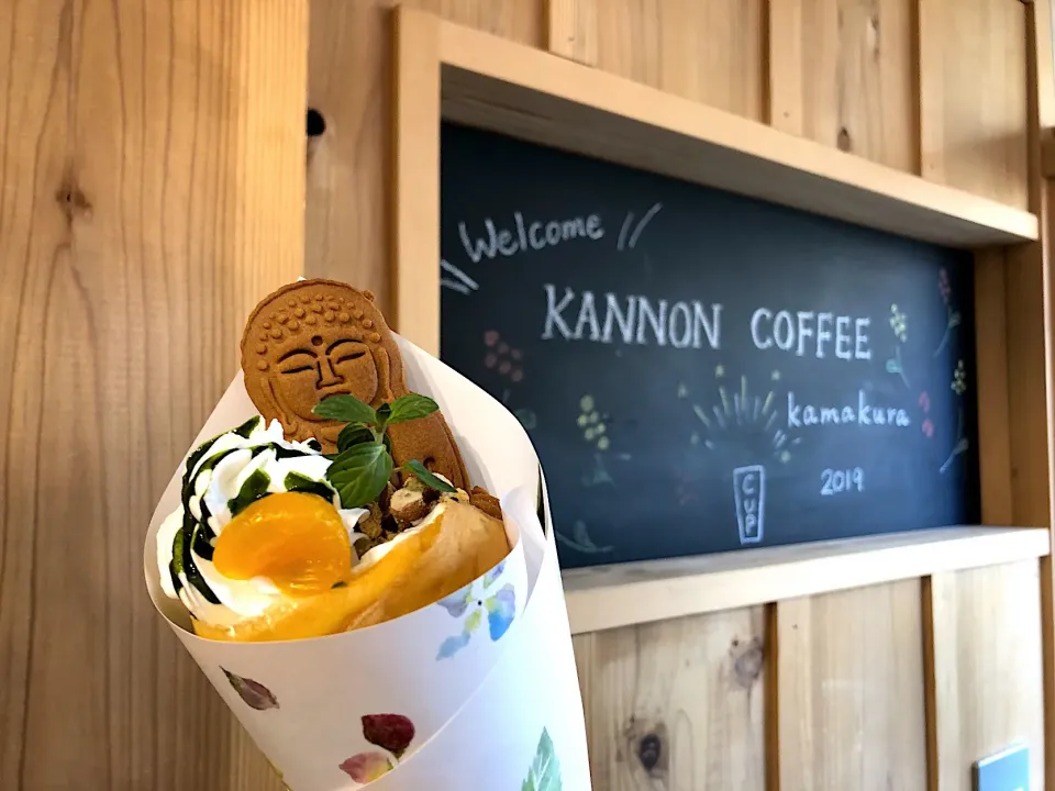 抹茶黒蜜ミカンクレープ+大仏クッキー@KANNON COFFEE(鎌倉長谷)|miyaさん