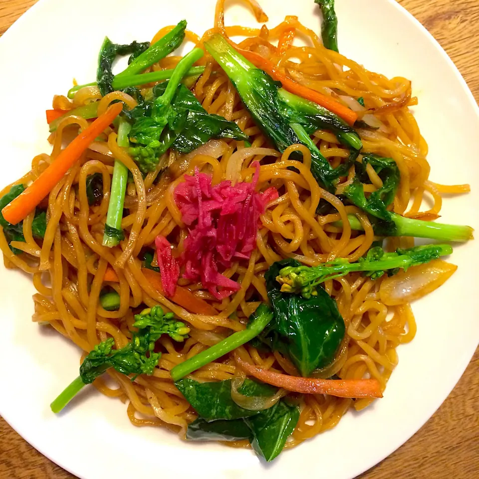 #vegan 菜の花とケールの焼きそば|makiko_aさん