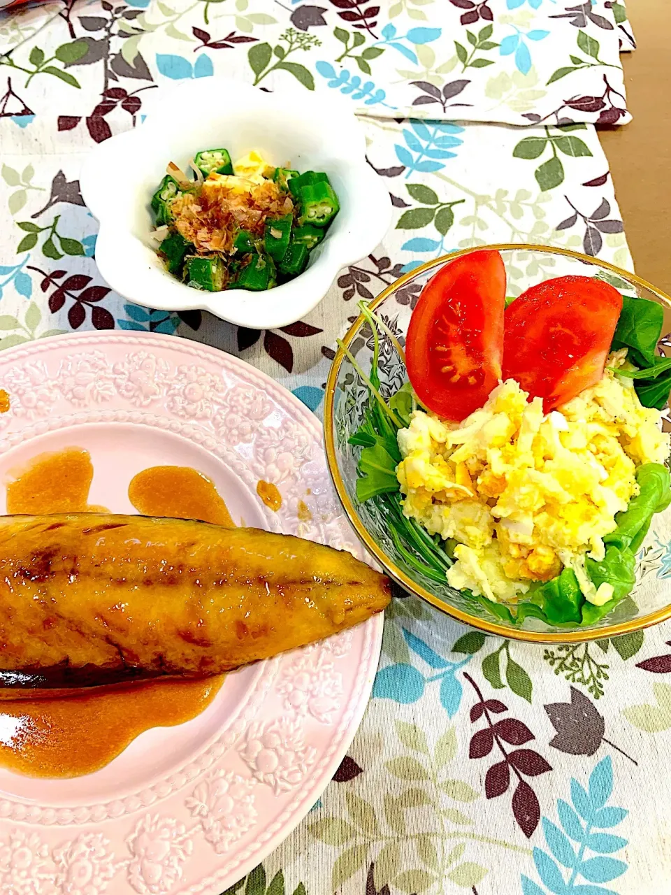 ●鯖の照り焼き
●ポテサラ
●オクラとチーズのめんつゆ和え|mayuさん