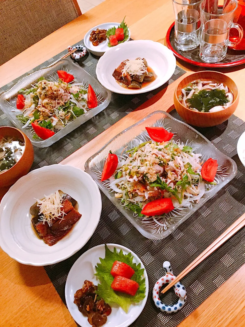 茹で豚のピリ辛和え、鰊と茄子の炊きもの|papinさん