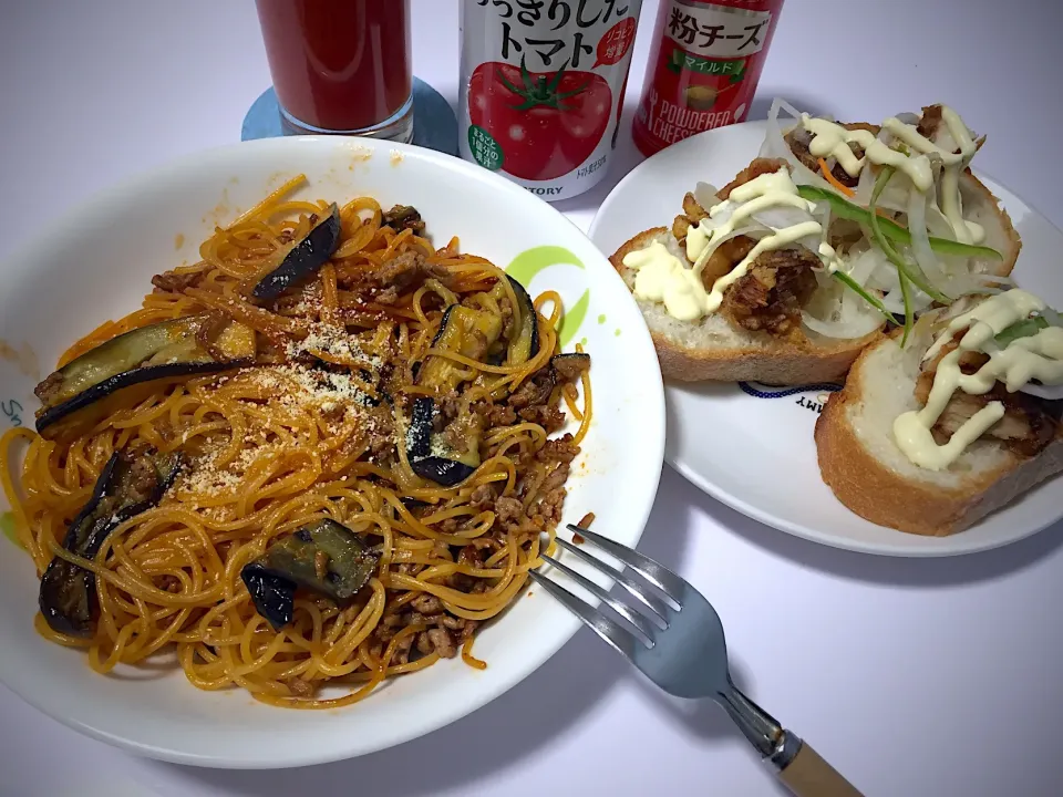 今宵は、濃くあまトマト味噌スパとか🍝
#濃くあまトマト味噌スパ
#チキン南蛮でブルスケッタ|Kojiさん