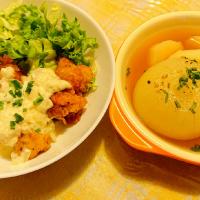 ナデシコさんのチキン南蛮&まるごと玉ねぎとじゃがいものスープ