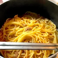 Snapdishの料理写真:パスタで担々麺|かもらんど。さん