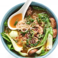 Ginger Garlic Noodle Soup with Bok Choy