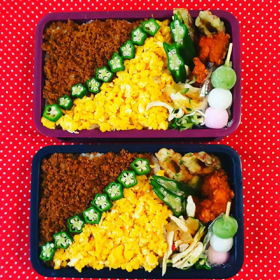 Snapdishの料理写真:新学期にそぼろ弁当❗️|katsunさん