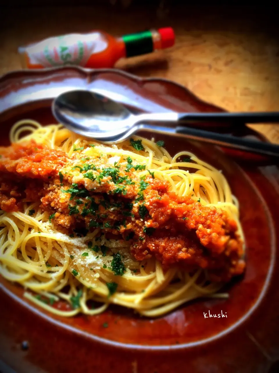 #ミートソースのパスタ🍝|KOZUEさん