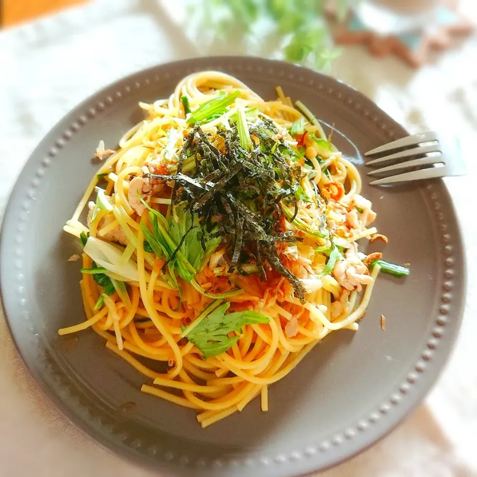 水菜と豚肉の和風パスタ♪|とまと🍅さん