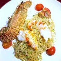 Tiger prawn spaghetti with Parmasem sauce😘|gabeyさん