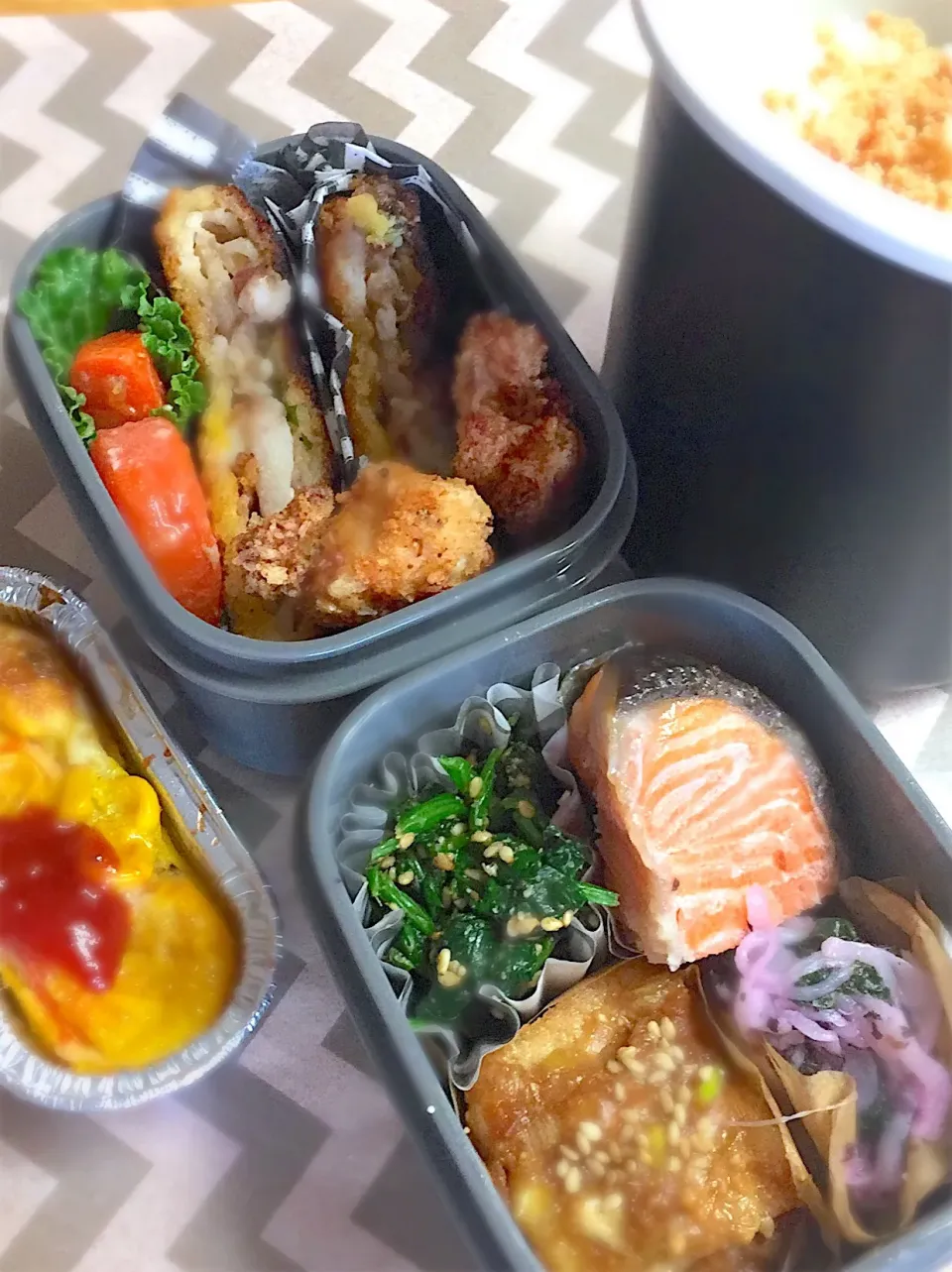 ミルフィーユみそかつとミニキッシュのお弁当|Lily2525さん