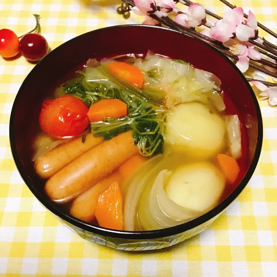 千切りキャベツのスープ野菜♡|さくらんぼさん