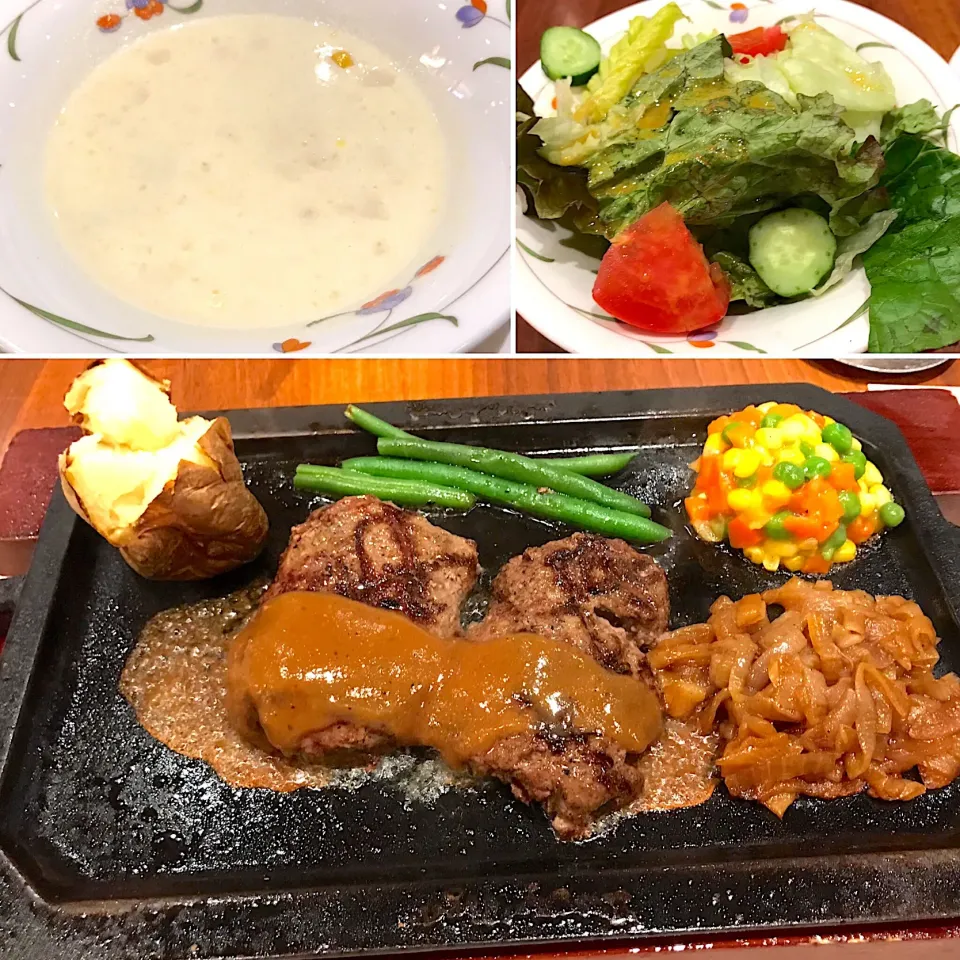 Snapdishの料理写真:ハンバーグステーキランチ🥩|純さん