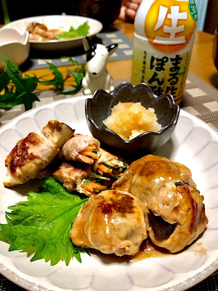 Snapdishの料理写真:椎茸の肉巻き 照り焼き
水菜と人参の肉巻き、エリンギ肉巻き おろしポン酢で|くっきいママさん