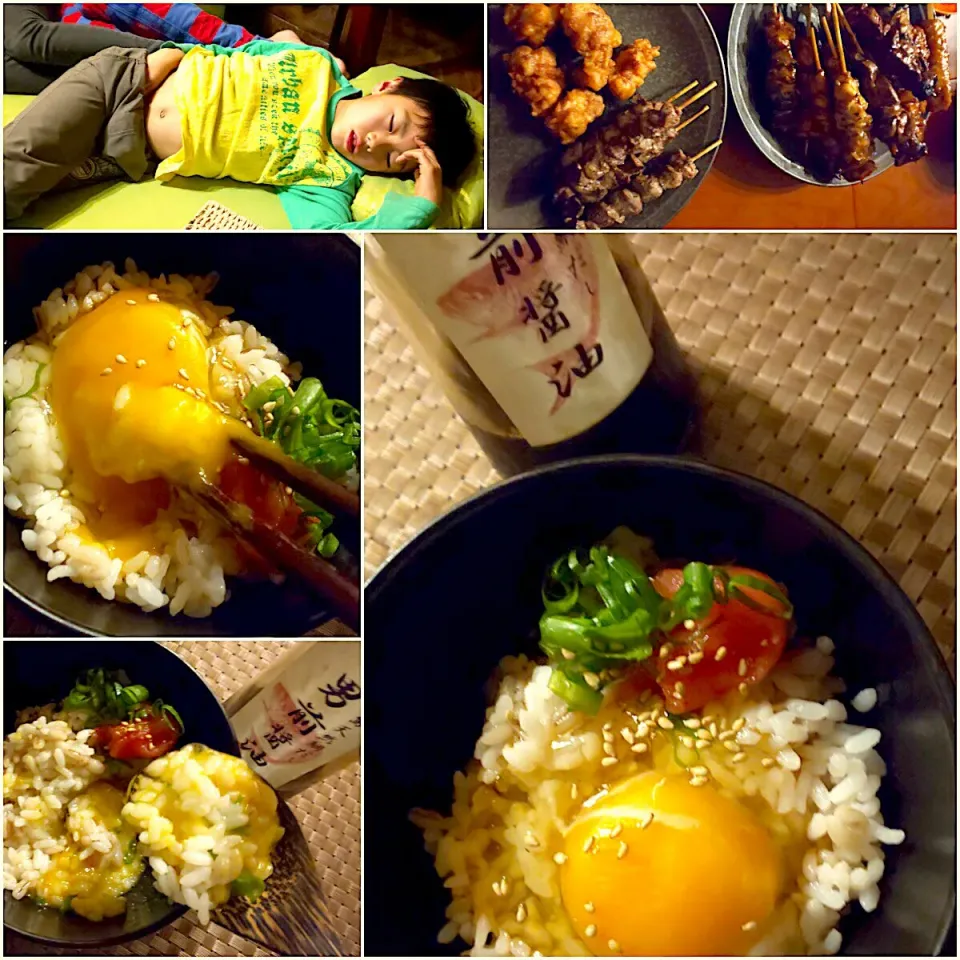 Snapdishの料理写真:Today's dinner🍴美味しい焼き鳥屋さんの焼き鳥&唐揚げ･白飯･多分あったwお味噌汁|🌈Ami🍻さん