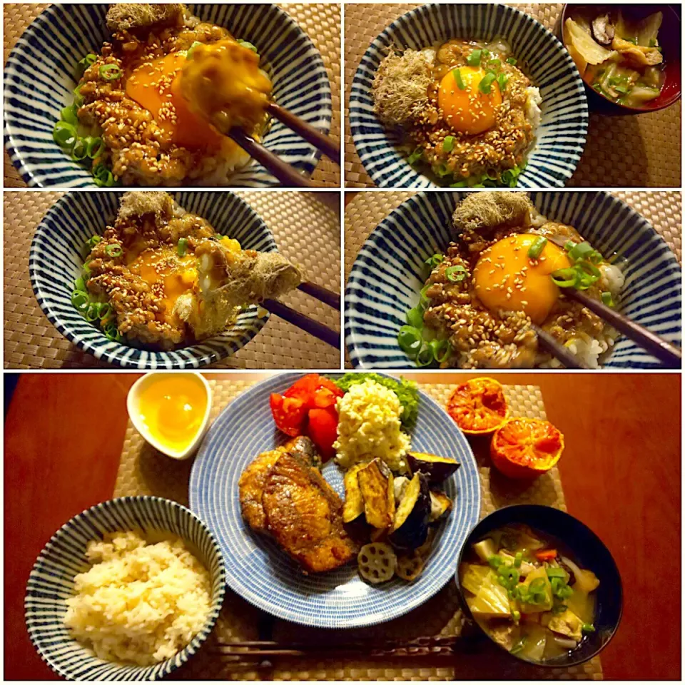 Today's Dinner🍴鰤の唐揚げ･蓮根と茄子の竜田揚げ･ｺｰﾙｽﾛｰ･しんたまご･胡麻納豆･とろろ昆布･具沢山豚汁･ﾌﾞﾗｯﾄﾞｵﾚﾝｼﾞ|🌈Ami🍻さん