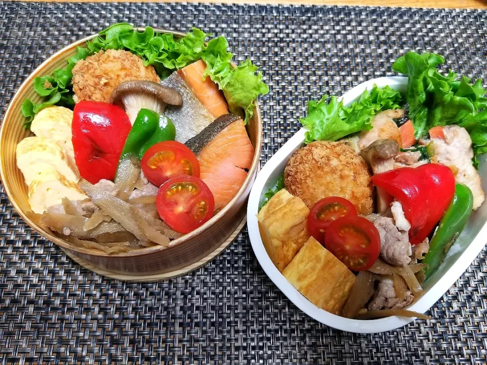 しゃけ弁&肉巻き弁当|クッキングオヤジさん