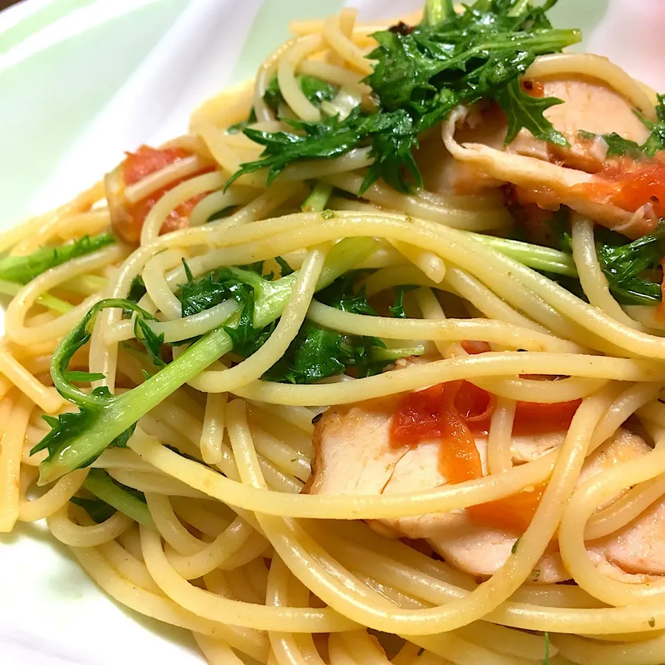 #トマトと水菜のパスタ🍝
2019.4.12|Yu Yu mamaさん