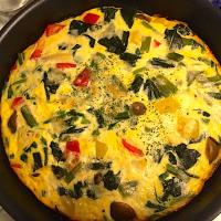 ほうれん草のキッシュ
 #ほうれん草のキッシュ #パイ生地なし  #パプリカ  #フライパンで簡単