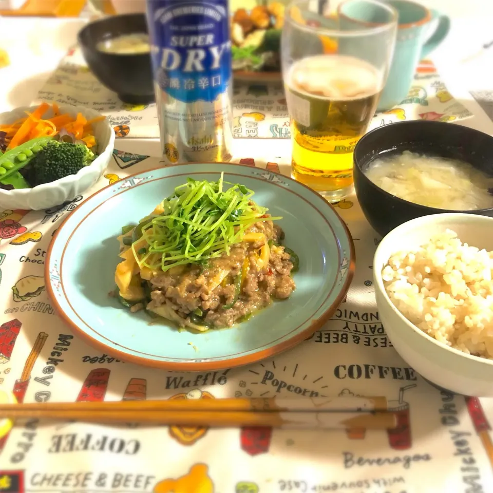 ビールと一緒に中華
ピーマンとタケノコのピリ辛ひき肉味噌炒め|Kuraraさん