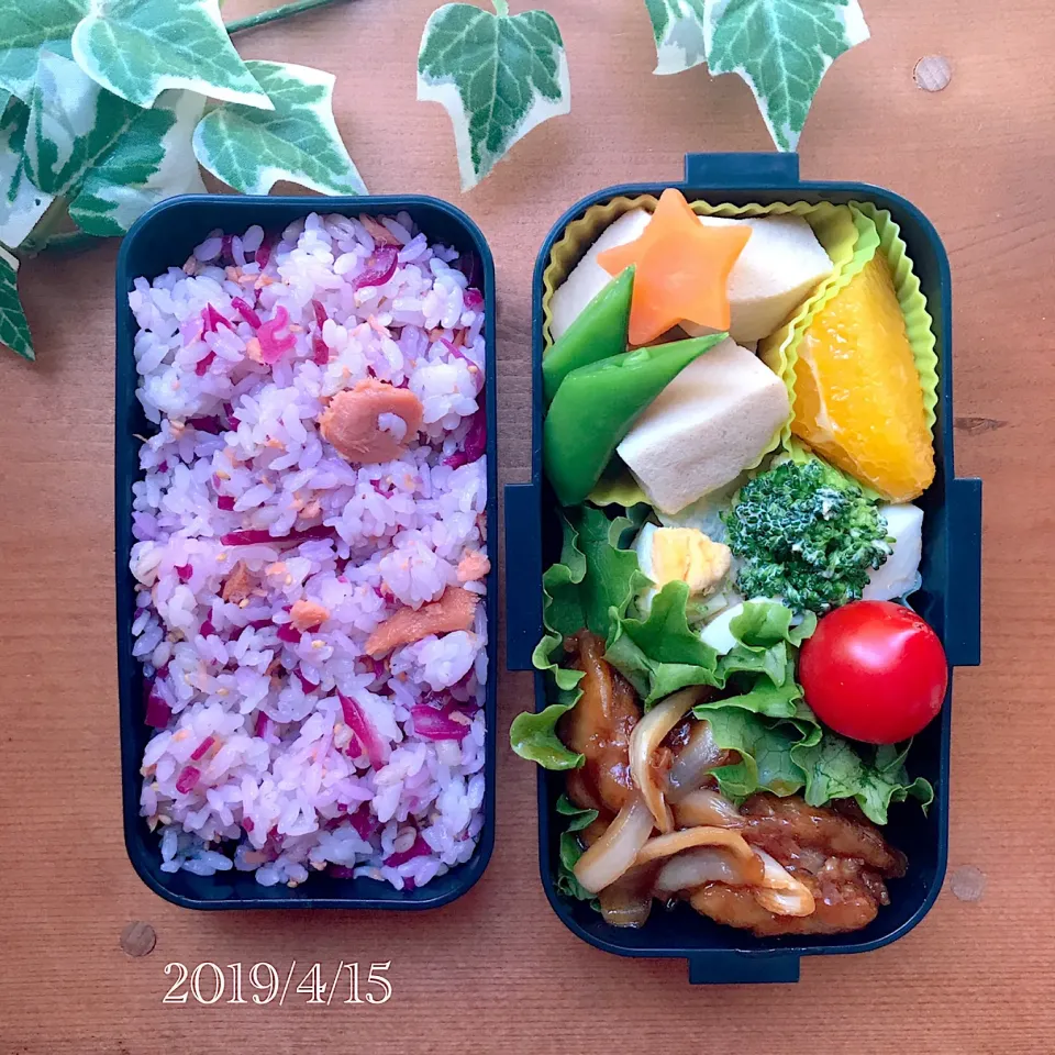 娘弁当💓2019.4.15...♪*ﾟ紫キャベツのピクルスで簡単お寿司( *´꒳`*)💜|ばろんさん