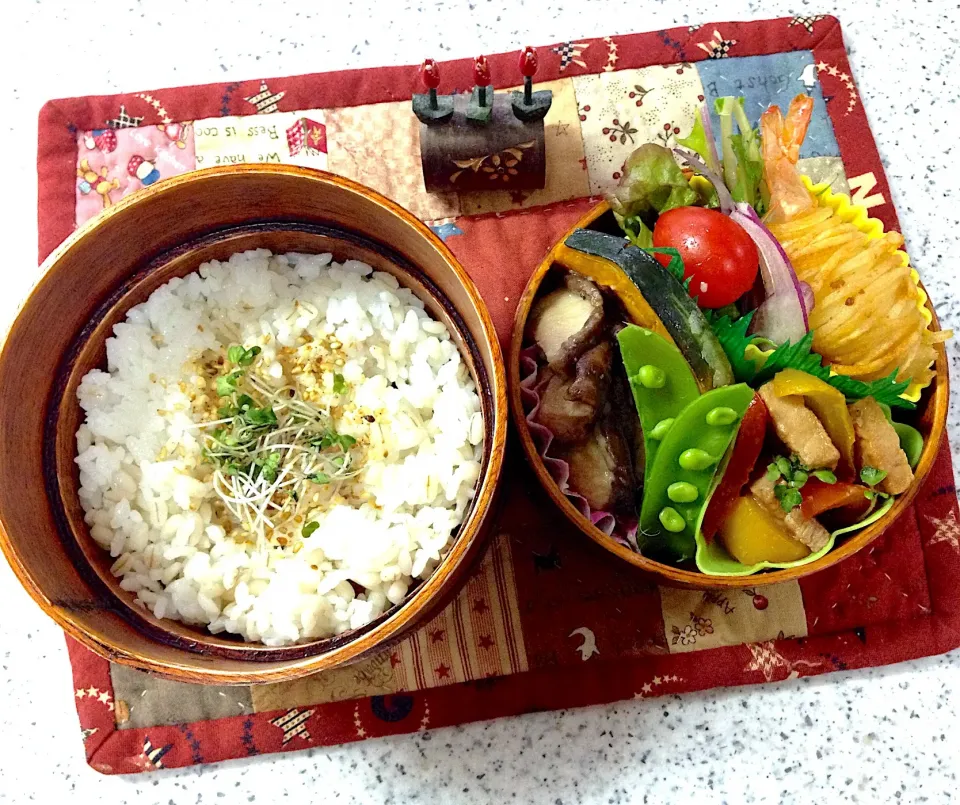 今日のお弁当😊 #わっぱ弁当  #丸弁当  #夫弁当  #地味弁当|naonaomimichanさん