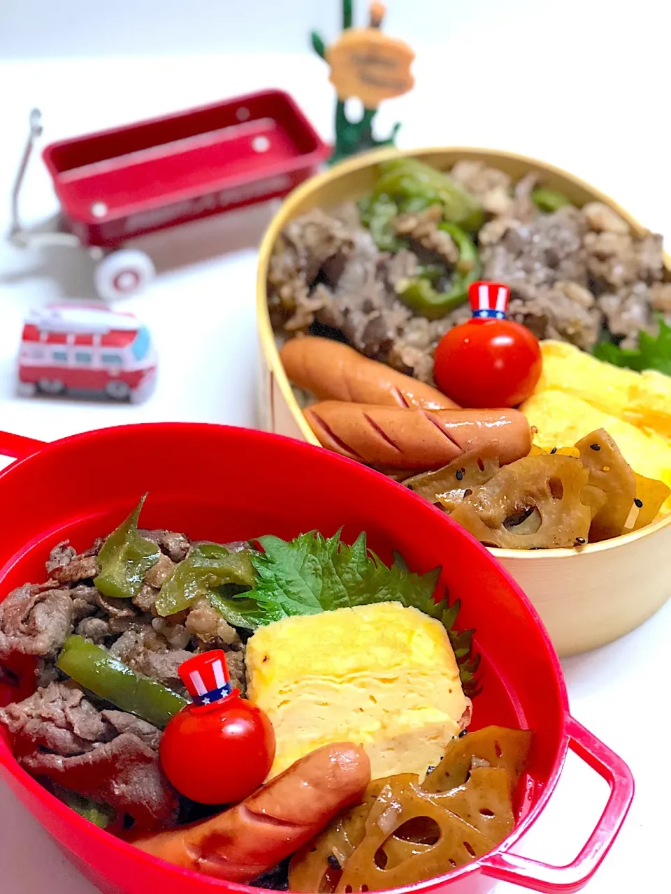 Snapdishの料理写真:のっけ弁当2日目꒰๑•௰•๑꒱|三姉妹のママさん