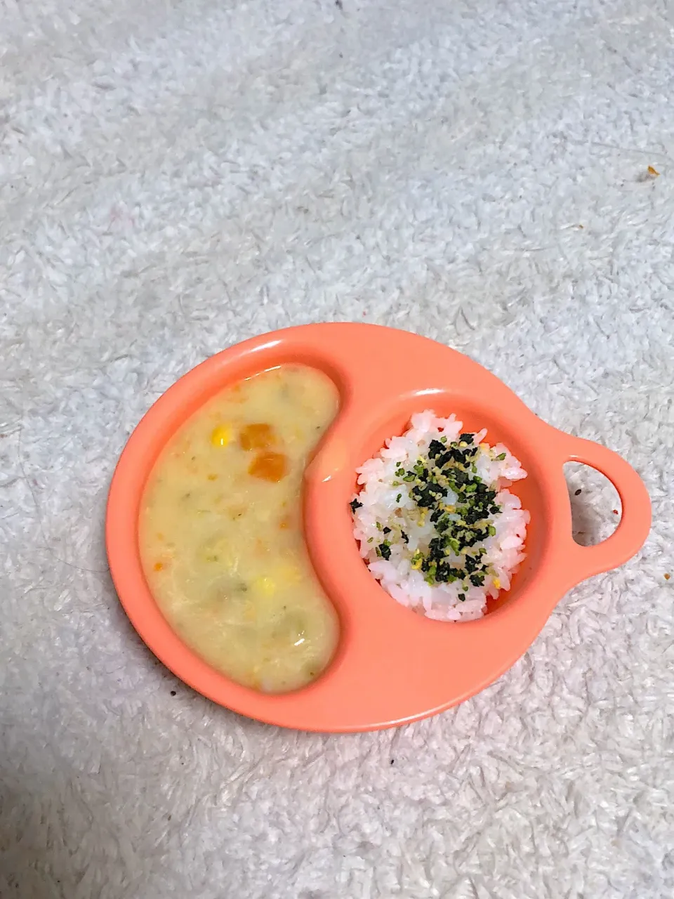 クリームシチューとふりかけご飯|けいさん