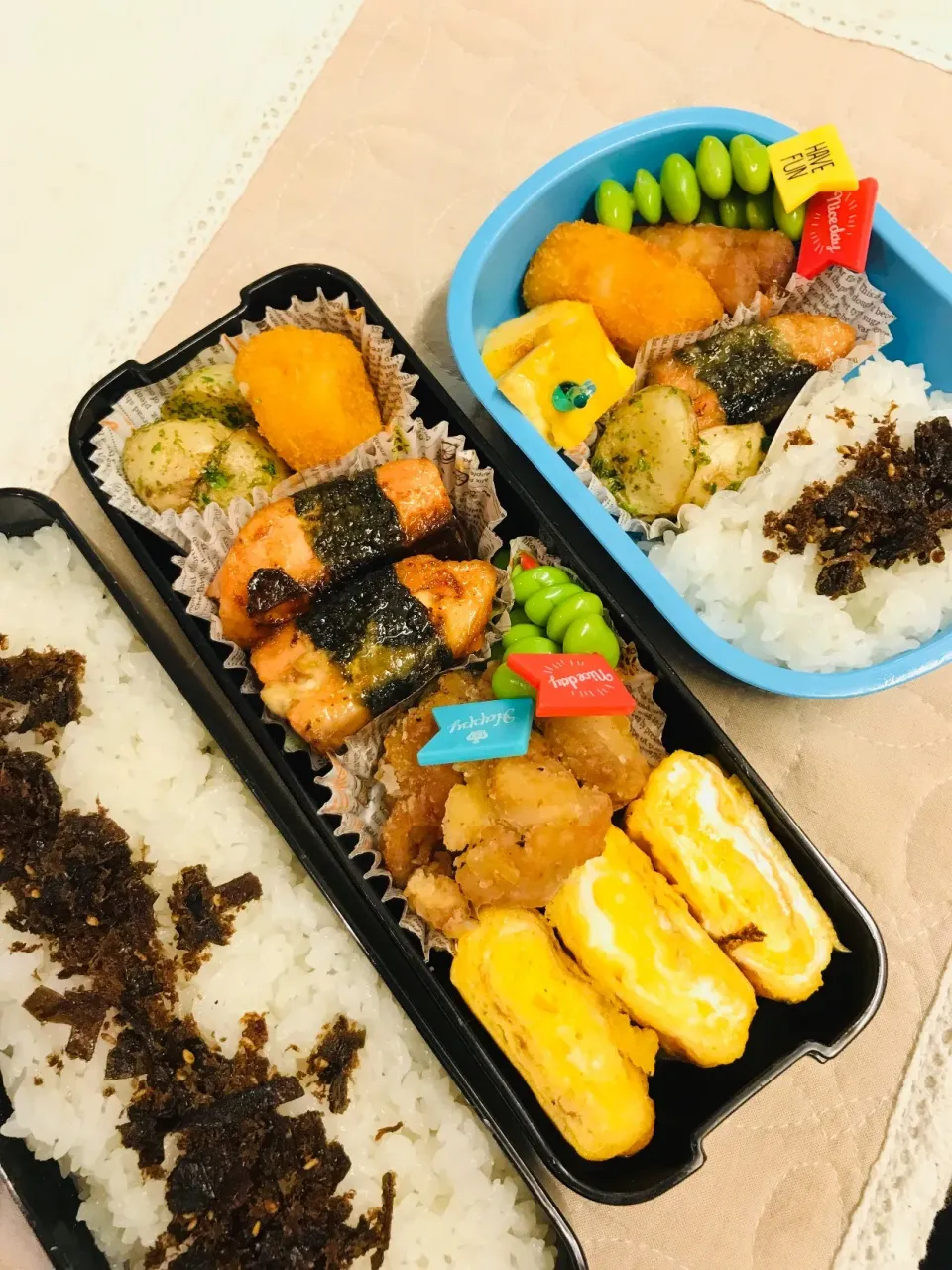 Snapdishの料理写真:高校生と年長10歳差のお弁当🍱|だまさん