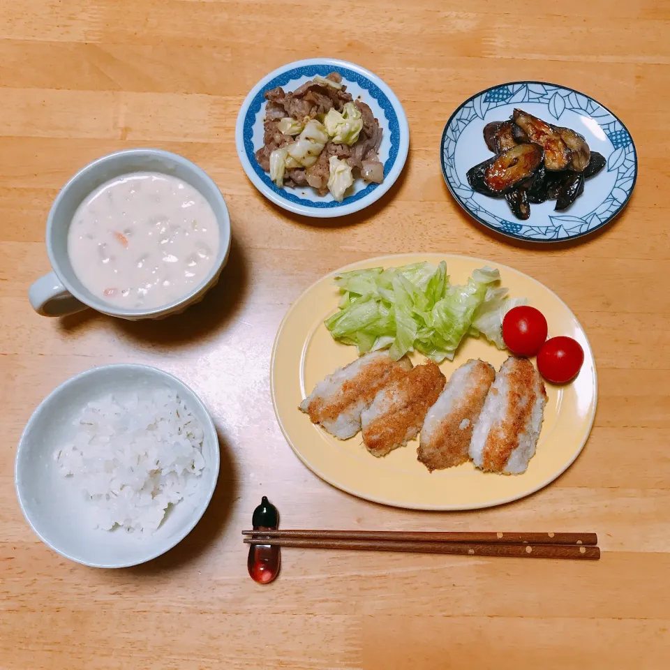 Snapdishの料理写真:アジのパン粉焼き🐟
茄子のみそ炒め🍆|ちゃみこさん