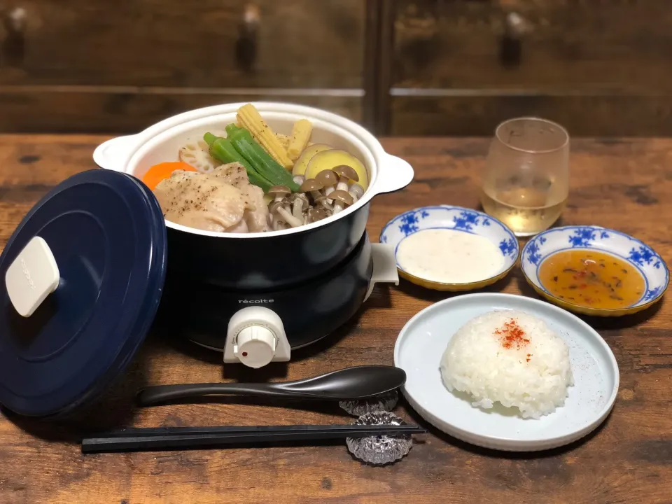 蒸し鳥野菜定食|わぱさん