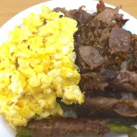 牛肉、アスパラ玉子丼|愛子さん