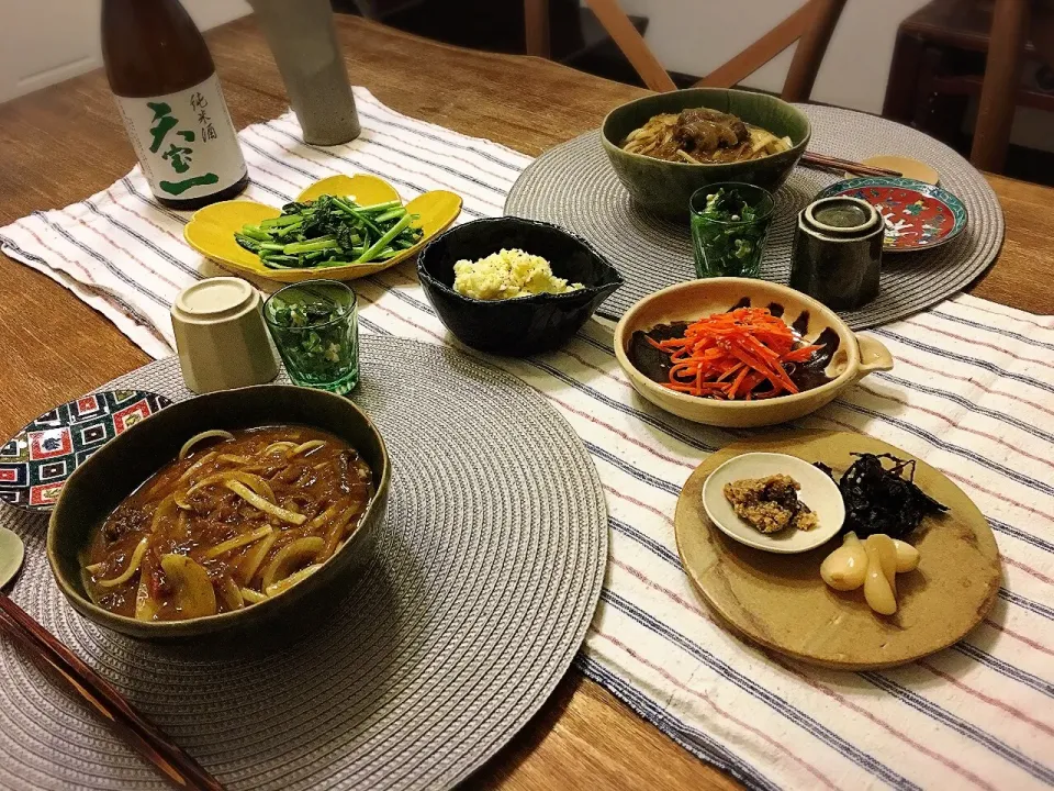 Snapdishの料理写真:水曜日の晩ごはん #カレーうどん  #新玉ねぎ|ちびワビさん