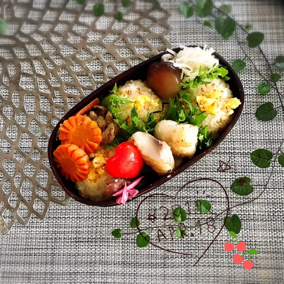 Snapdishの料理写真:4/18 ☺︎ 真鱈ムニエル弁当☆|jon2さん