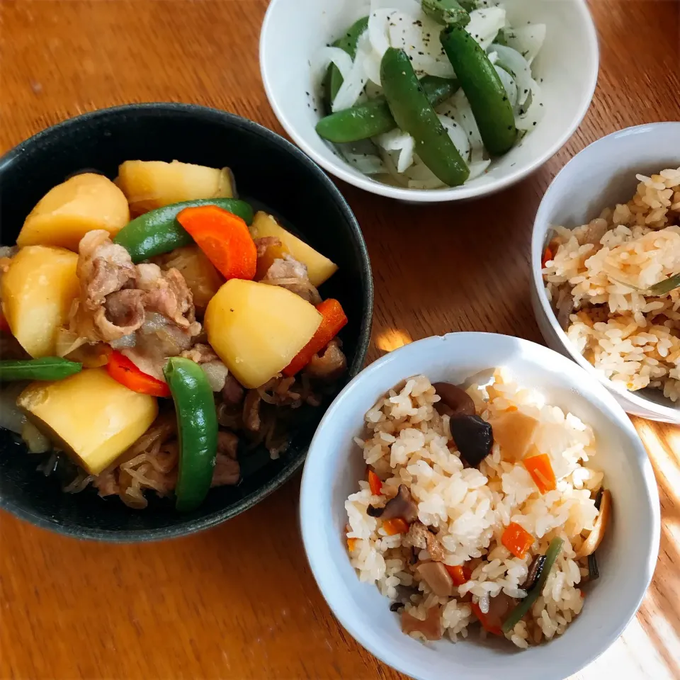 五目釜飯と肉じゃが|ふうりんさん