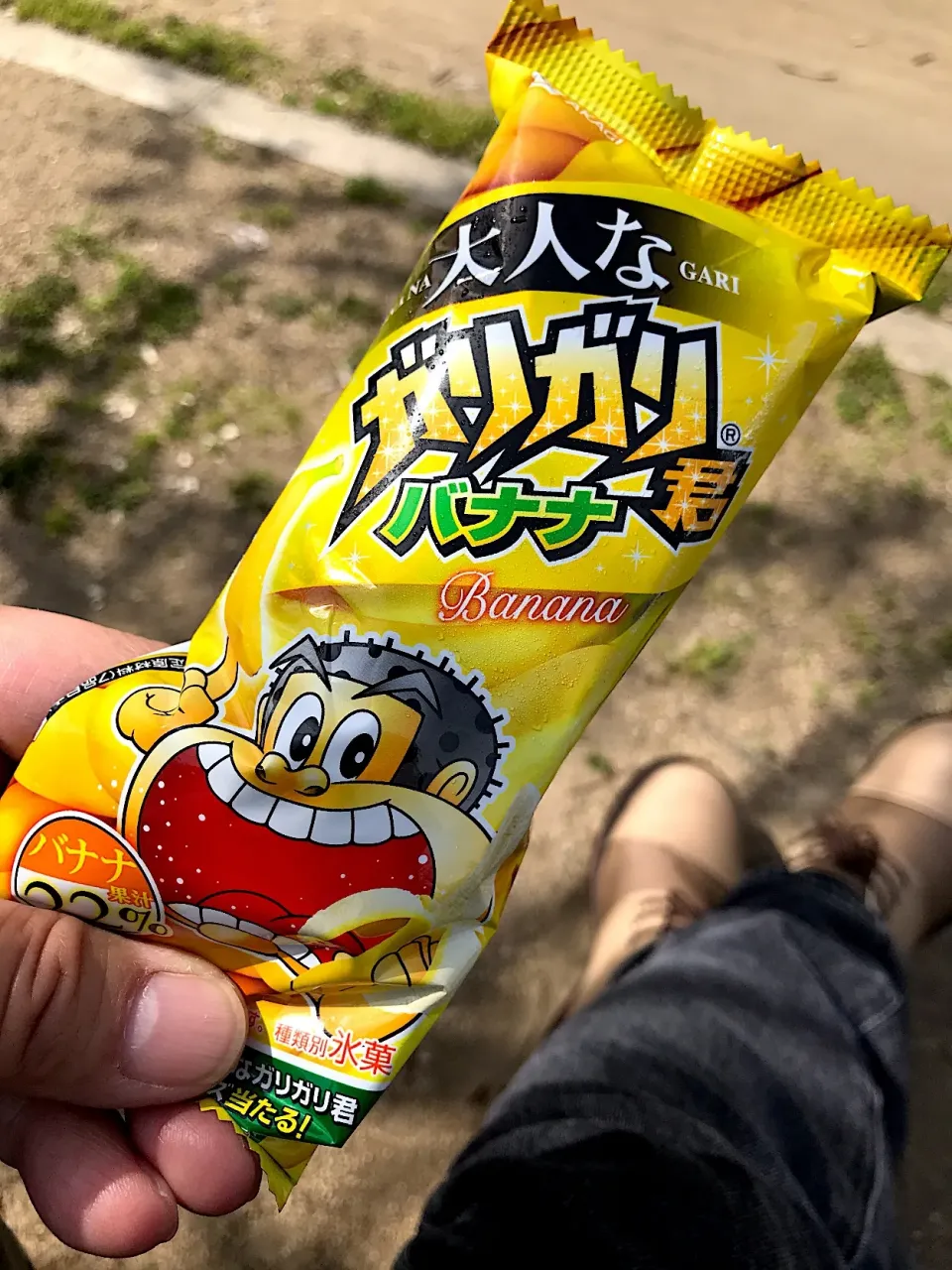 今日は暑い大阪でしたわ☀️暑い日のおやつは、ガリガリ君バナナ🍌どす🍦さすがバナナ果汁22%…って、既に果汁ではなくてバナナペーストというべきではないのか？🤣|にゃあ（芸名）さん