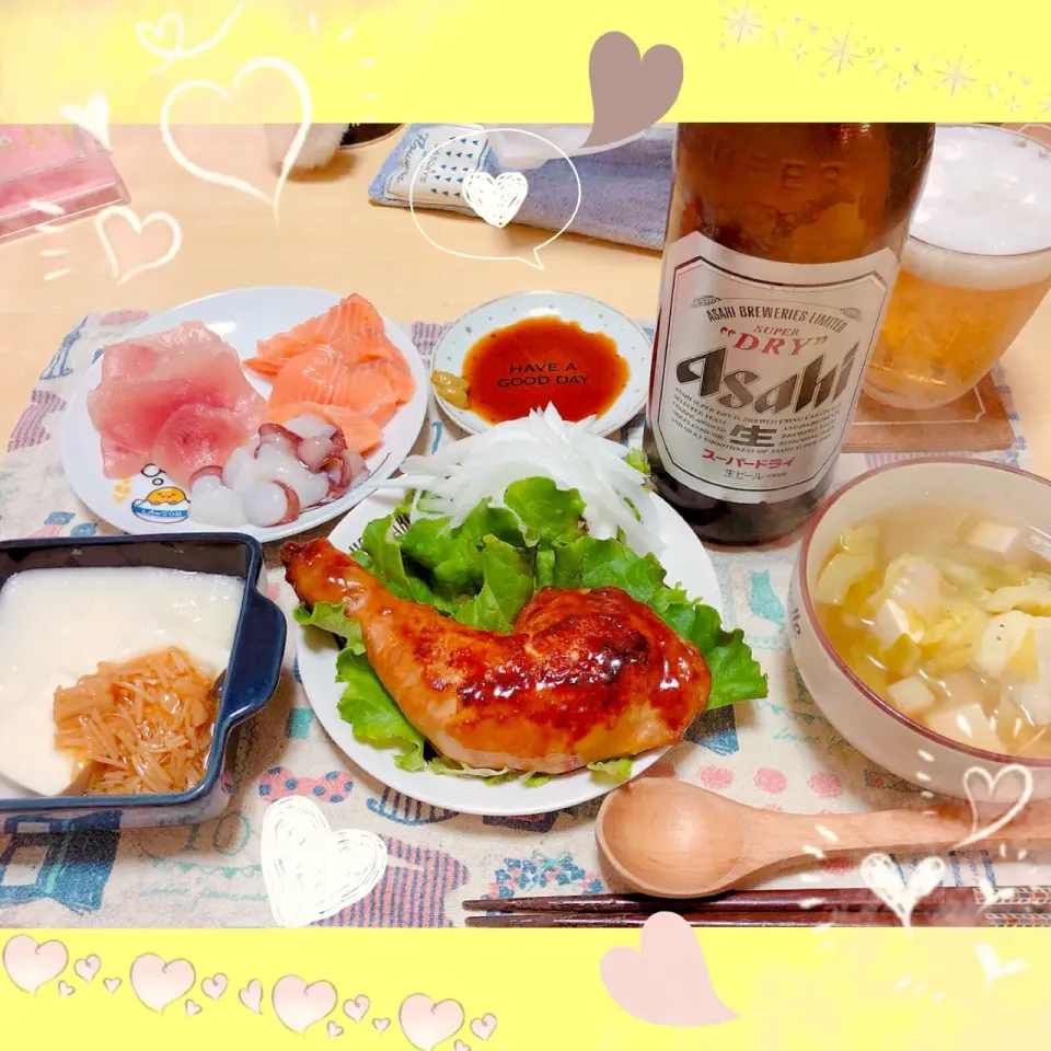 Snapdishの料理写真:４／１９ ｆｒｉ
晩ごはん🍴＊○°|rinaronarさん