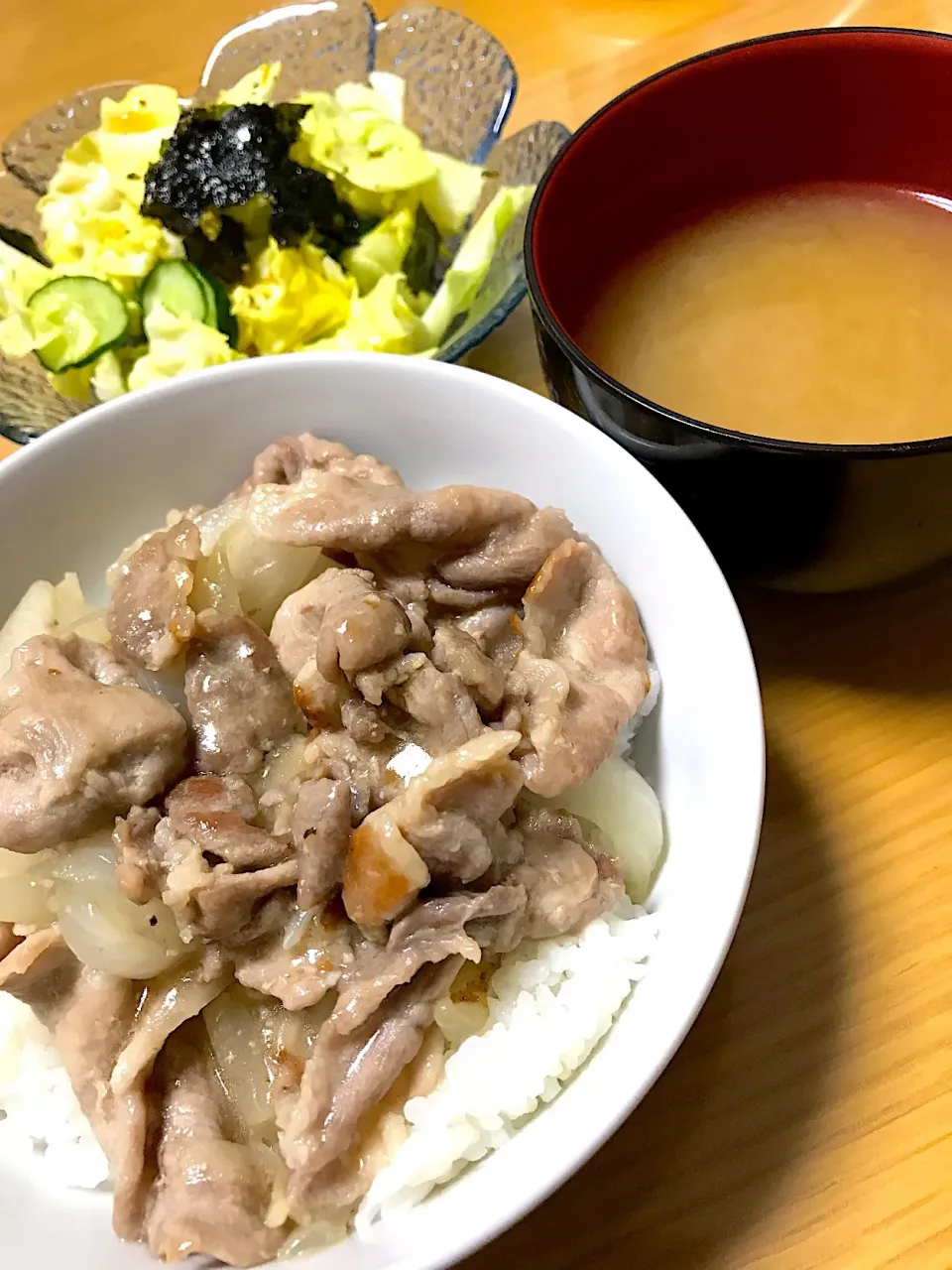 Snapdishの料理写真:塩豚丼&チョレギサラダ|sinさん