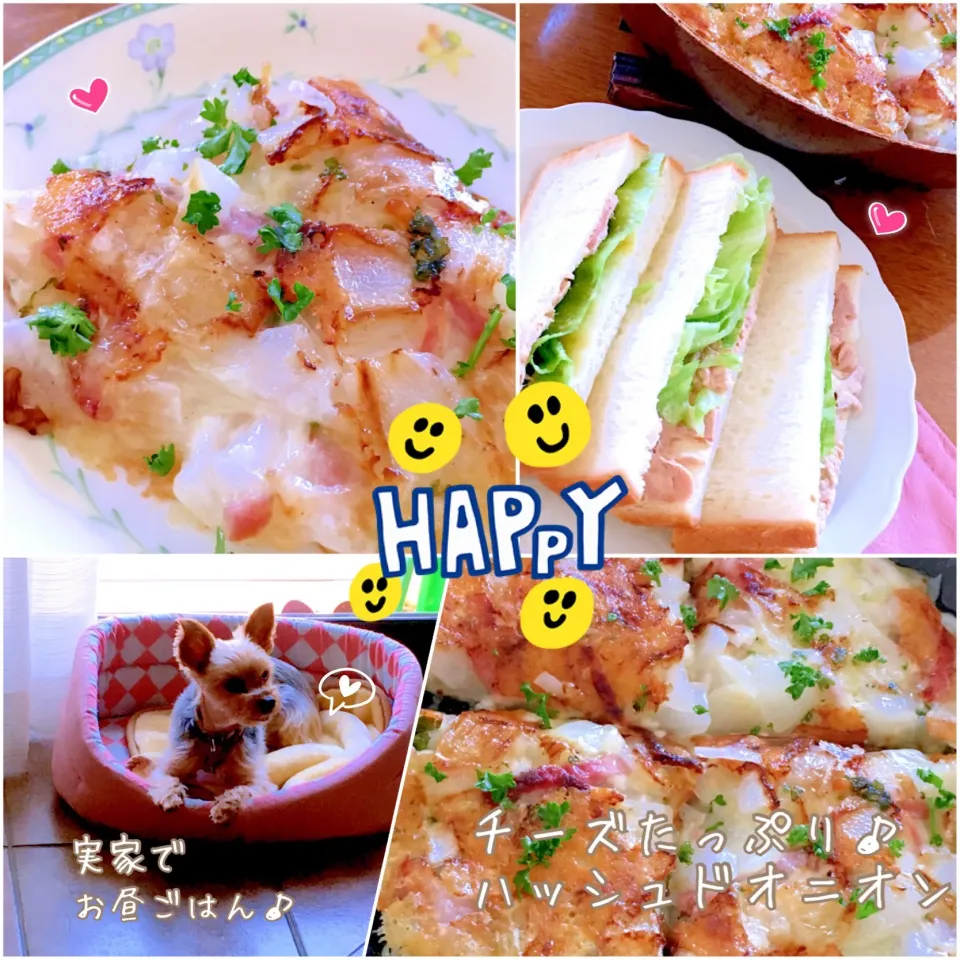 お昼ごはん♡チーズたっぷり〜新玉ねぎでハッシュドオニオン(^-^)♪|まこぴ～♪さん