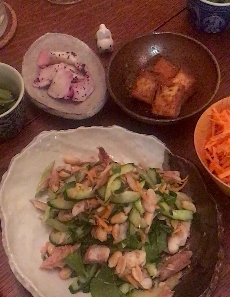 晩ごはん #ホッケ焼き #ホッケの干物サラダ仕立て|小松菜さん