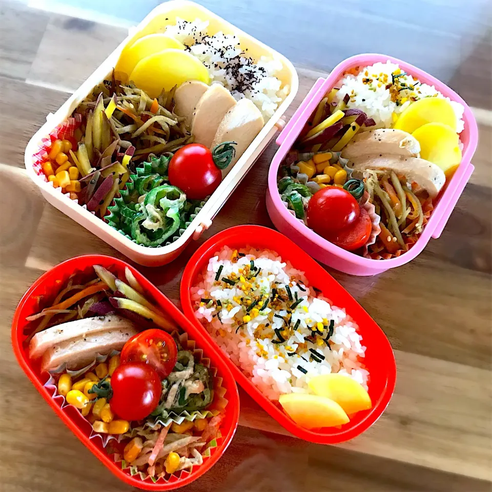 自分弁当👩🏻小学生弁当👧🏻年中さん弁当👦🏻|ちぃさん