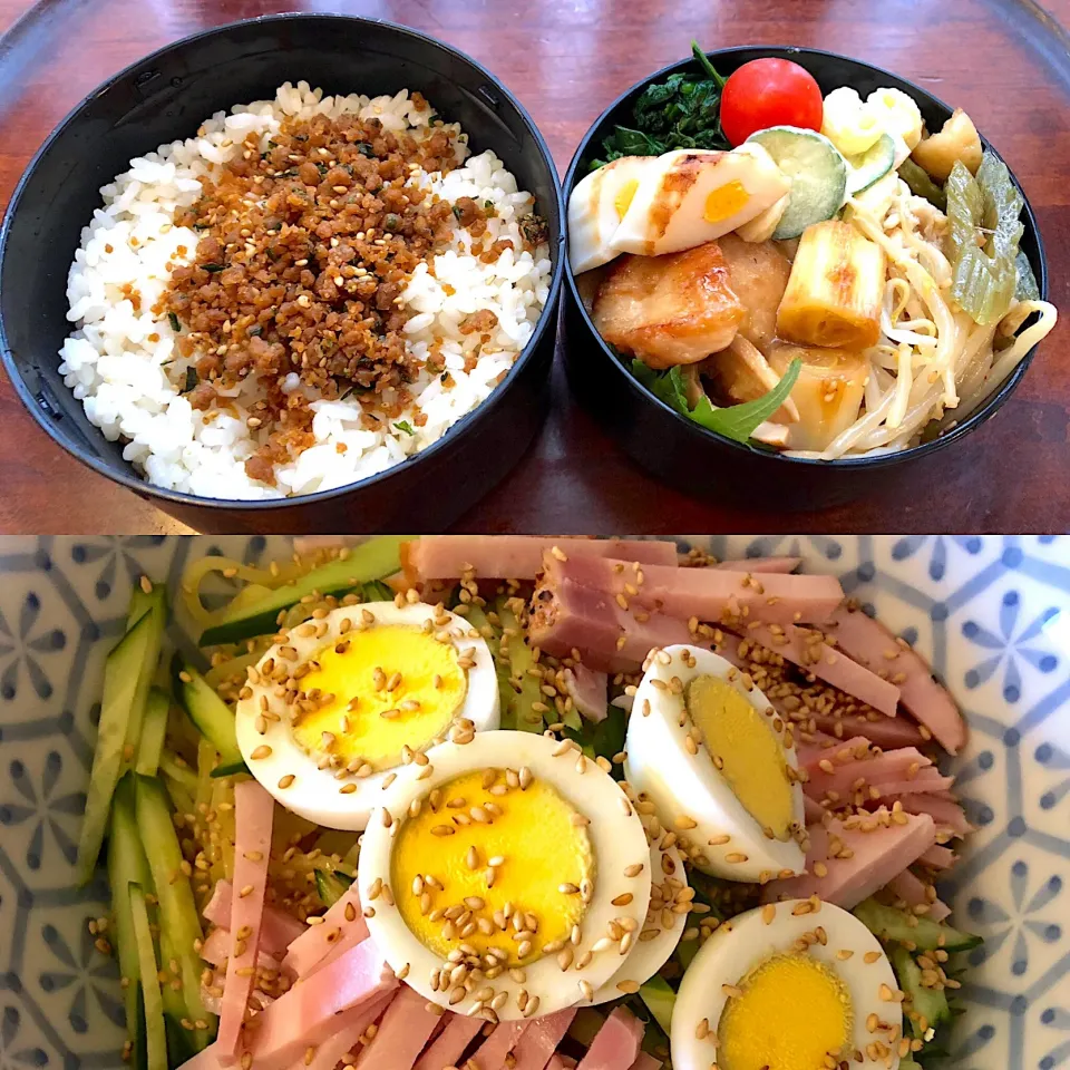 昨日のお弁当🍱と今日の冷やしラーメン🍜 #息子弁当  #冷やしラーメン  #札幌  #中島公園  #snapdish  #macaroni|Yukie  Toriseさん