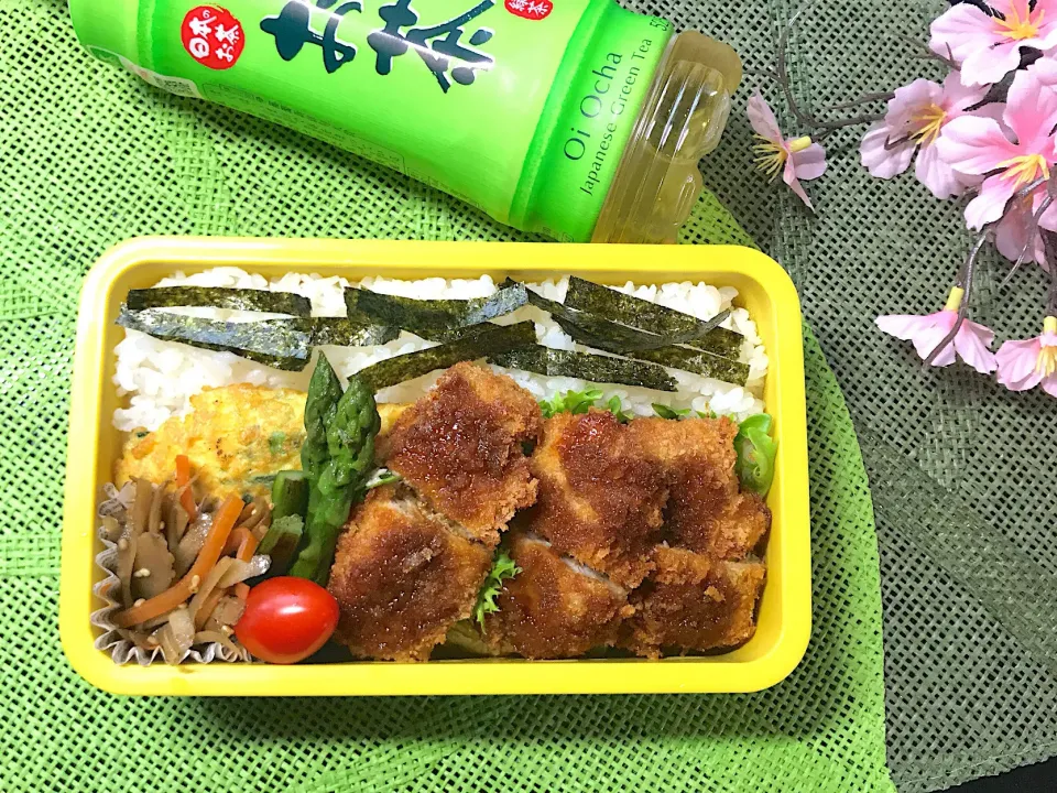 高校生男子今日のお弁当20190422 #とんかつ  #とんかつ弁当  #お弁当記録|mi♪さん