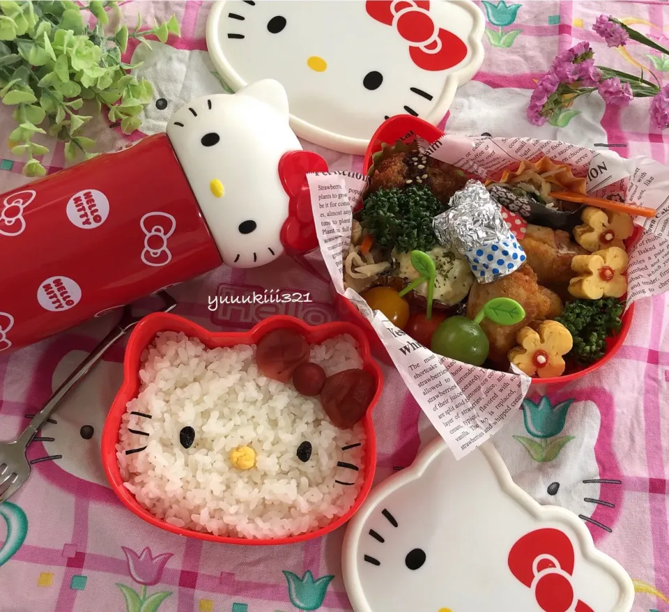 #キティちゃん弁当 #ねね弁 #娘弁  #キャラ弁 #デコ弁 #キティちゃん #花たまご|yuuukiii321さん