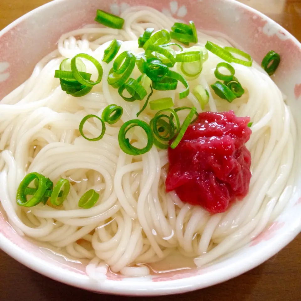 ぶっかけ素麺🌸梅干し入りでね〜🤗💕|まいりさん