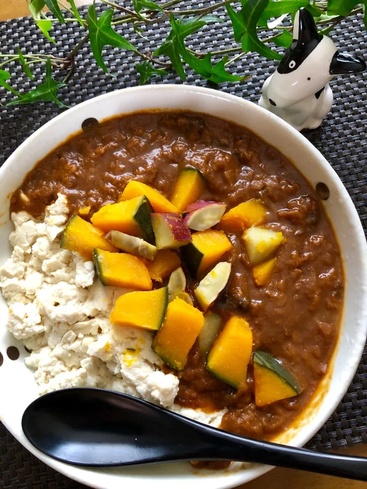 豆腐カレー  蒸し野菜乗せ|くっきいママさん