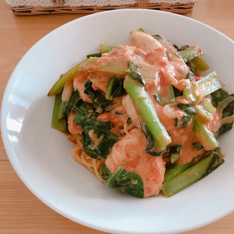 鶏肉のトマト煮込みからのパスタランチ|サチャンさん