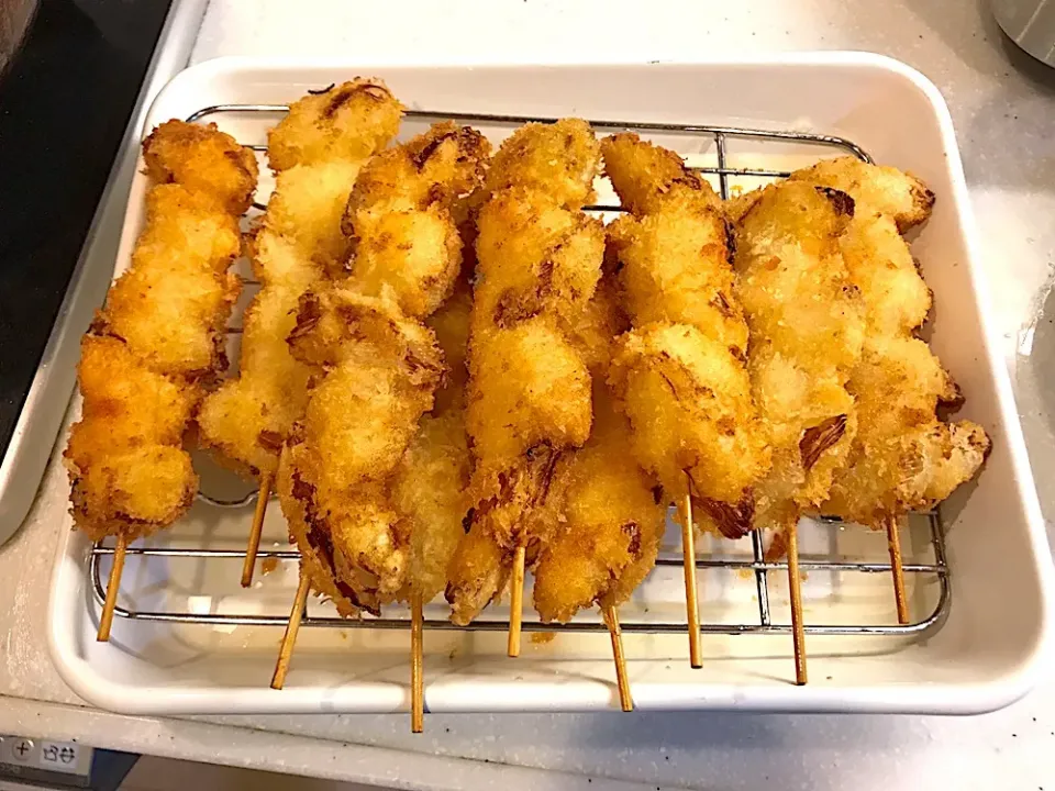 ねぎと鶏肉の串揚げ|みみりんさん