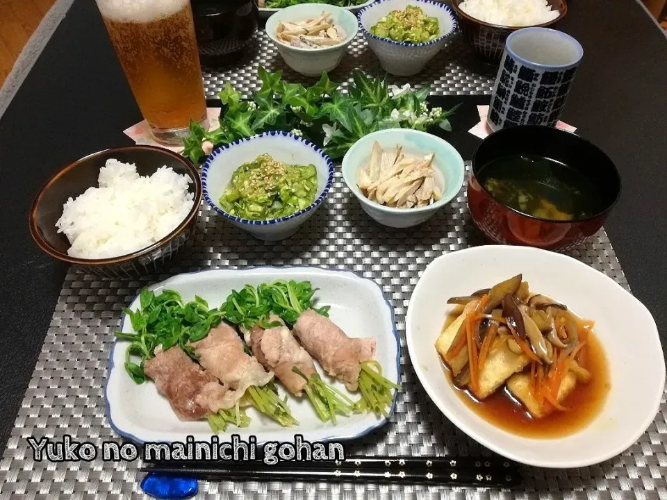 Snapdishの料理写真:夜ご飯～豆苗のチーズしそ肉巻き～|cookinyukoさん