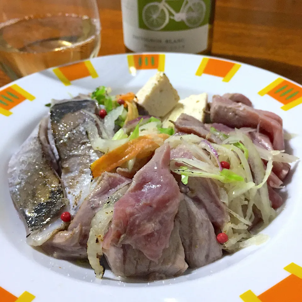 鯵とマグロの炙りサラダ仕立て|Kさん