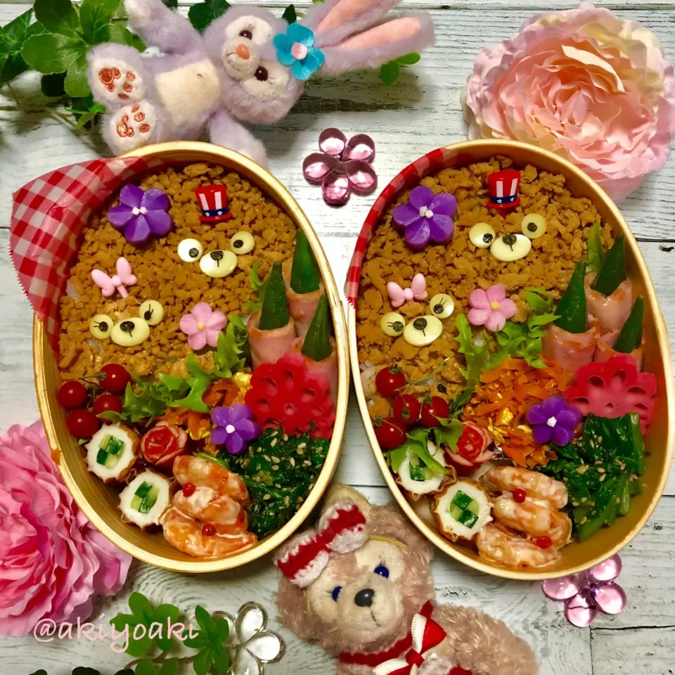 ダッフィー＆シェリーメイ弁当|Akiyoෆ¨̮⑅さん