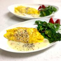 クリームソースのオムライス  ランチ♡